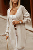 Open Front Cable Sleeve Long Cardigan